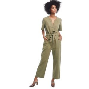 ABLE Shirley Utility Jumpsuit Olive Green Overall Tie At Waist Size Medium M
